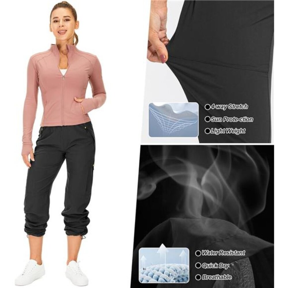 Women's Hiking Pants Quick Dry UPF 50 Camping Work Cargo Pants Zipper Pockets - Picture 6 of 6